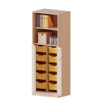 ErgoTray Kombi-Schrank, 2reihig, 3OH unten Türen, 10 hohe Boxen, oben 2OH Regal, B/H/T 70,3x190x50cm 